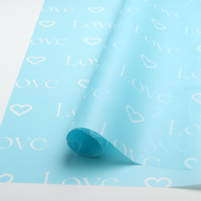 Пленка для цветов " LOVE" 58*58 см (2 шт), голубой — изображение 1