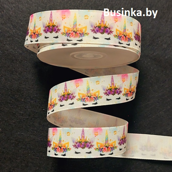 Репсовая лента "Единорог" 2,5 см (1 м) — изображение 1