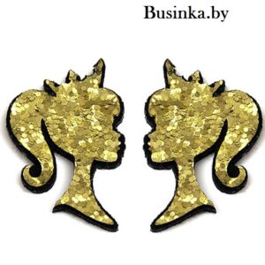 Лазерная вырубка из кожзама и фетра "Силуэт" 2,6*4 см (2 шт) золото, несклеенная, зеркальные