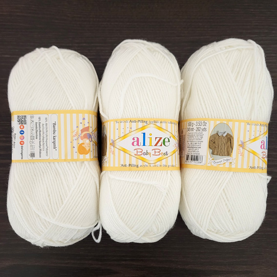 Пряжа "Alize Baby best" 100 г*240 м (1 шт) белый — изображение 1