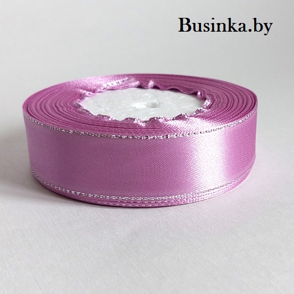 Атласная лента с серебряным люрексом 2,5 см, светло-фиолетовый (бабина) — изображение 1