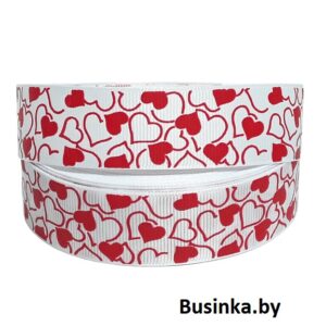 Репсовая лента "Сердечки" 2,5 см (1м)