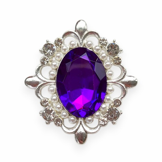 Серединки ювелирные  30*33 мм, серебро/тёмно-фиолетовый (1 шт) — изображение 1