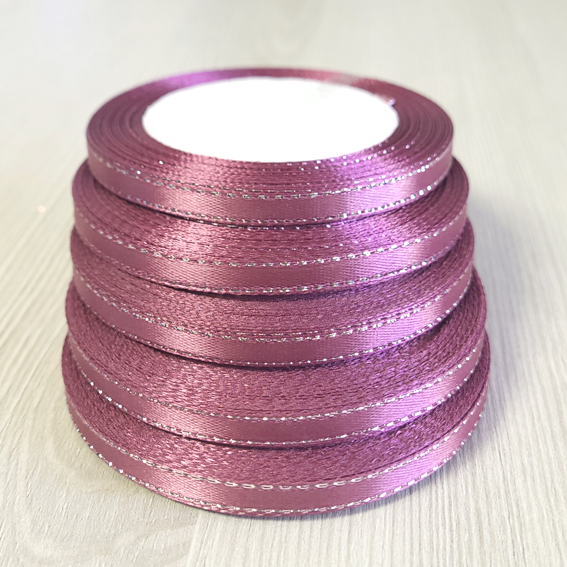 Атласная лента 0,6 см пенка/серебро (бабина) — изображение 1