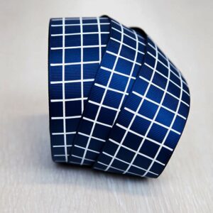 Репсовая лента "В клетку" 4 см (1 м),синий