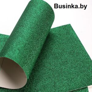 Кожзам с блёстками 20*30 см, зелёный (1 шт)