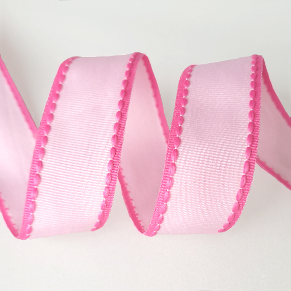 Текстильная лента с декоративным стежком, 2,5 см (1 метр) — изображение 1