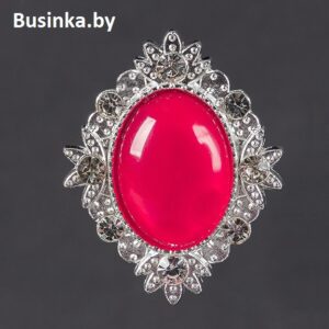 Серединки ювелирные  26*34 мм, серебро/красный (1 шт)