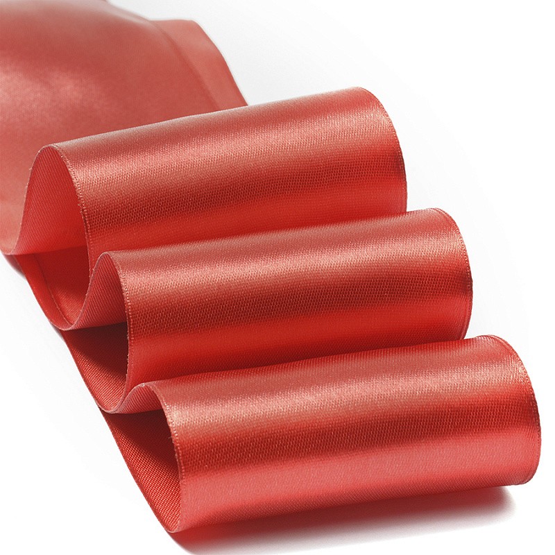 Атласная двусторонняя лента 5 см (1 метр), тёмно-красный — изображение 1