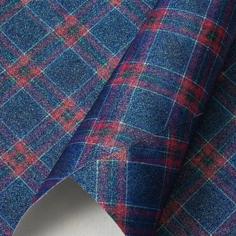 Кожзам с блестками "Клетка" 21*30 см (1 шт) — изображение 1