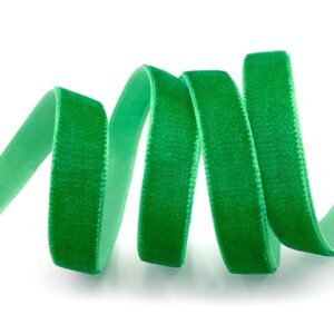 Бархатная лента 1 см зелёный 35 (1 метр)