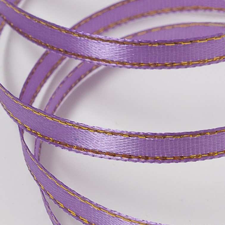 Атласная лента 0,6 см фиолетовый/золото (бабина) — изображение 1