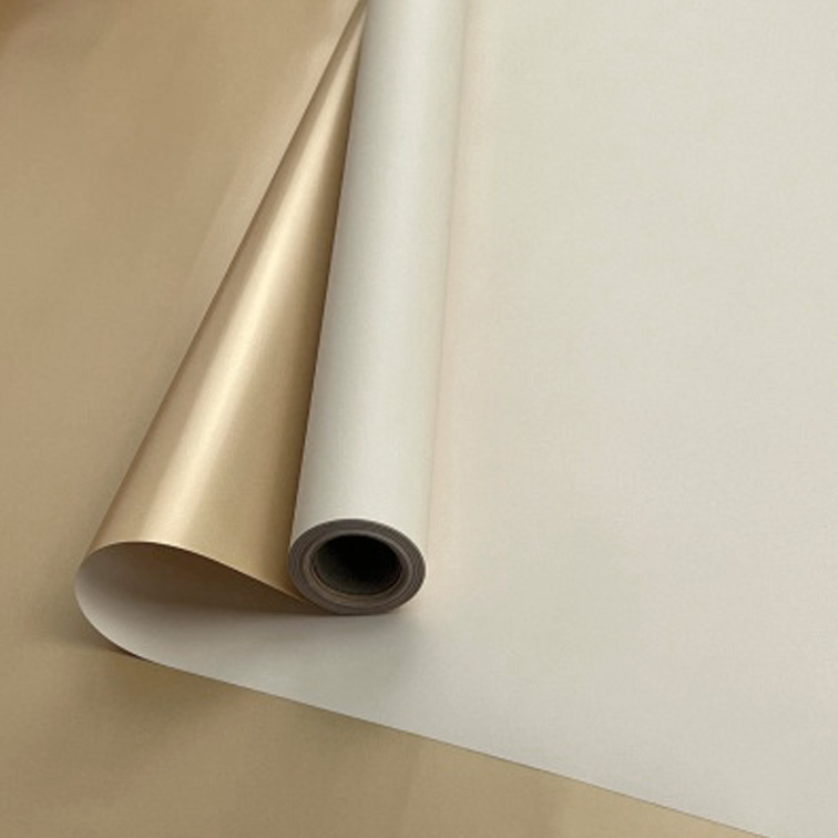 Плёнка двухсторонняя 56 см*10м айвори/золото (65мкм) — изображение 1