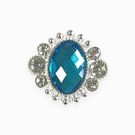 Кабошон флоризель 20*20 мм, бирзовый/серебро (1 шт) (тёмно-голубой) — изображение 1