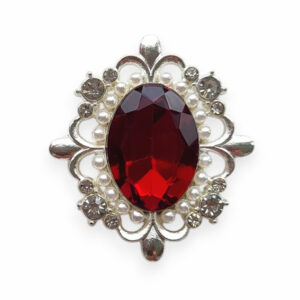 Серединки ювелирные  30*33 мм, серебро/тёмно-красный (1 шт)