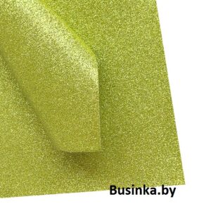 Кожзам с блёстками 22*30 см, оливковый (1 шт)