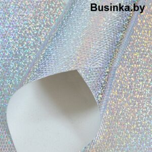 Кожзам голографик "Ромбики" 20*30 см, серебро (1 шт)