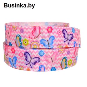 Репсовая лента "Бабочки" 2,5 см (1м)