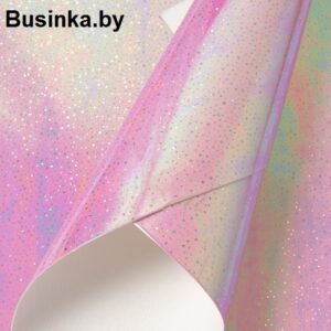 Кожзам зеркальный "Брызги " 20*30, розовый хамелеон №2 (1 шт)