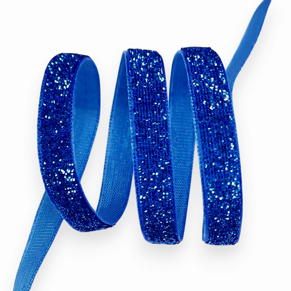 Лента с люрексом на тканной основе 1 см, синий (10 метров) — изображение 1