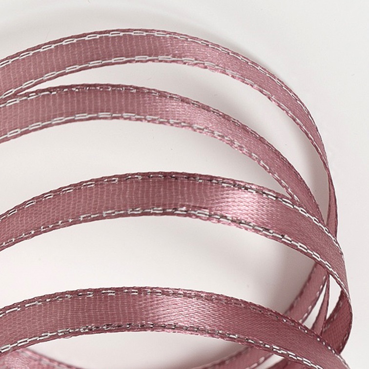 Атласная лента 0,6 см пенка/серебро (бабина) — изображение 1