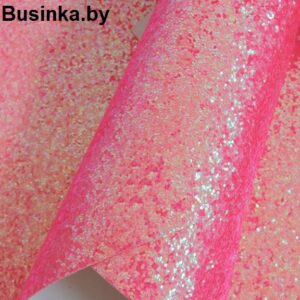 Кожзам с крупными блёстками 20*30 см, розовый перламутровый (1 шт)
