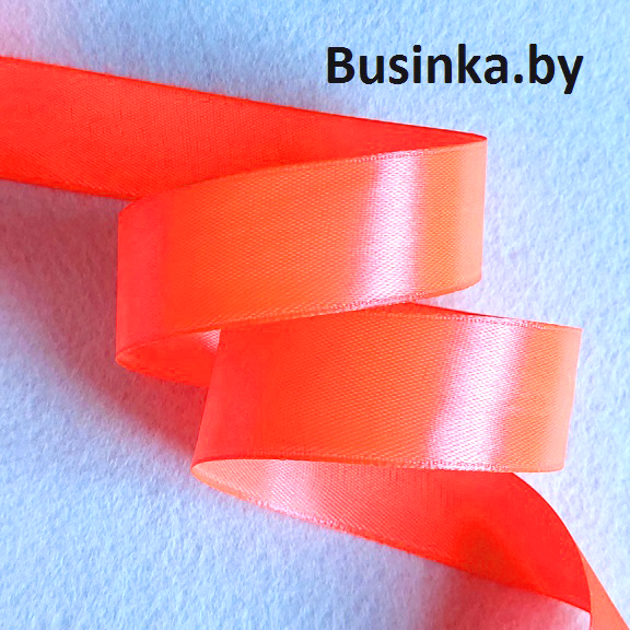 Атласная лента 2.5 см (бабина), ярко-коралловый — изображение 1
