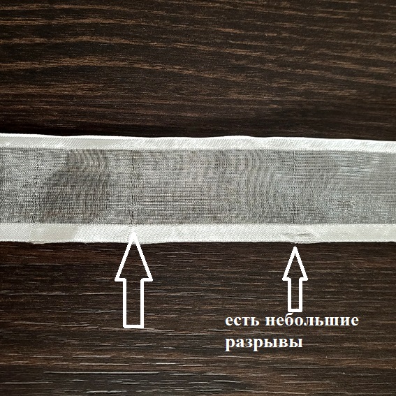 Лента органза с атласными краями 3,8-4 см (1 метр), белый — изображение 3
