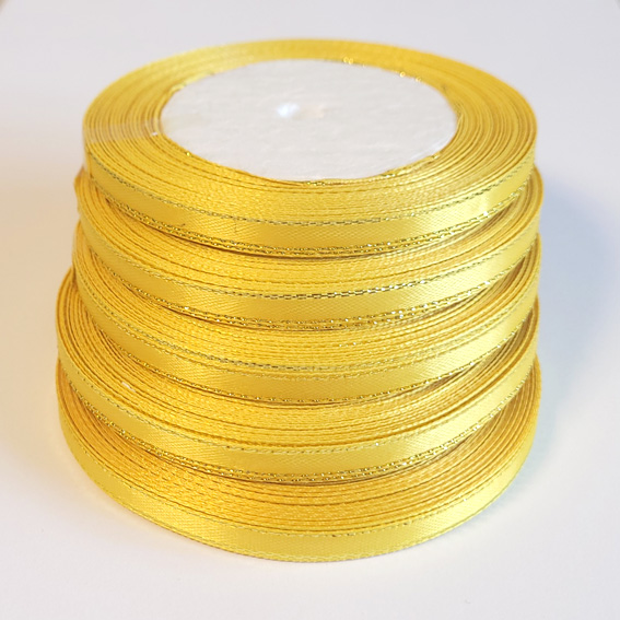 Атласная лента 0,6 см жёлтый/золото (бабина) — изображение 1
