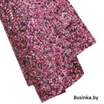 Кожзам с крупными блёстками 20*30 см, розовый (1 шт)