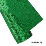 Кожзам с крупными блёстками 22*30 см, зелёный (1 шт)