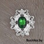 Серединки ювелирные  30*33 мм, серебро/зелёный (1 шт)