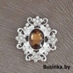Серединки ювелирные  30*33 мм, серебро/коричневый (1 шт)