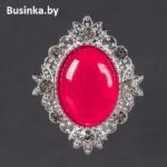Серединки ювелирные  26*34 мм, серебро/красный (1 шт)