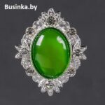 Серединки ювелирные  26*34 мм, серебро/зелёный (1 шт)