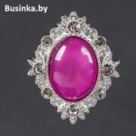Серединки ювелирные  26*34 мм, серебро/фукси (1 шт)