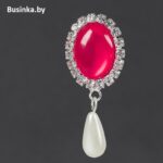 Серединки ювелирные с подвеской 20*47 мм, серебро/красный(1 шт)