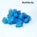 Помпоны с люрексом 1,5 см, голубой, 10 шт