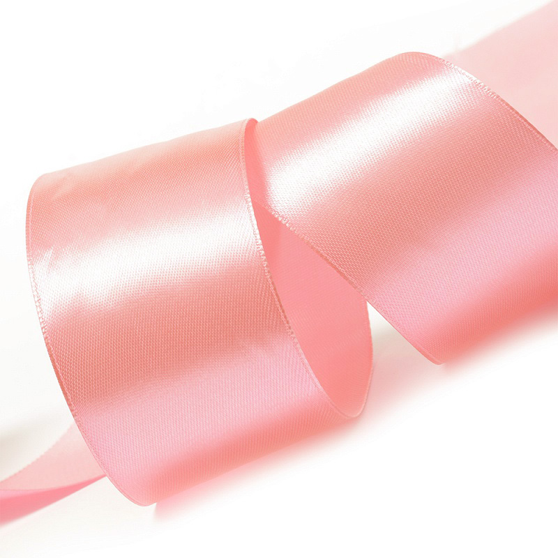 Атласная лента 5 см (бабина), розовый (ближе к персику)