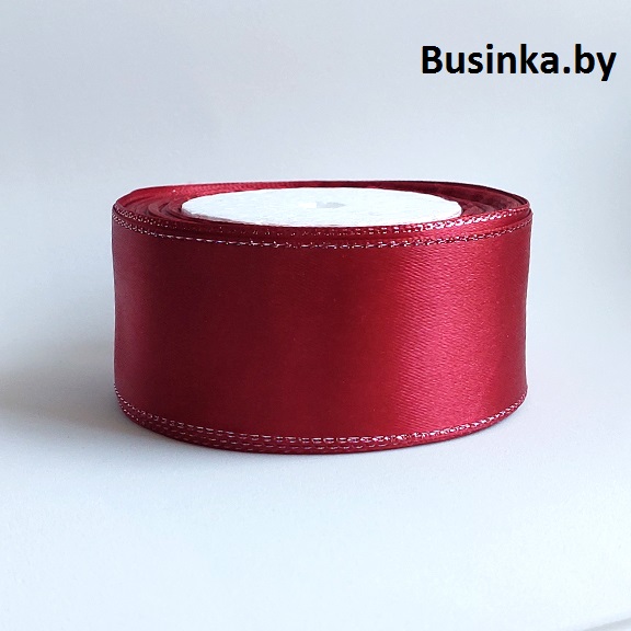 ар-бордо 4см Атласная лента 4 см с люрексом  (1 метр), бордовый/серебро — изображение 1