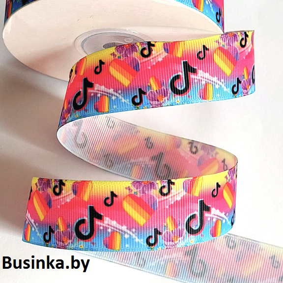 рр-726 Репсовая лента "TikTok" 2,5 см (1м) — изображение 1