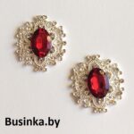 Серединки ювелирные  25*27 мм, серебро/тёмно-красный (1 шт), металл