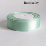 Атласная лента с серебряным люрексом 2,5 см, мятный (бабина), светлый