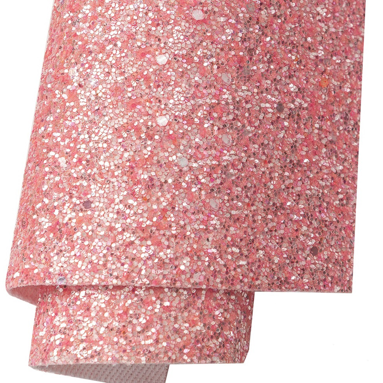 Кожзам с пайетками пастель 20*30 см, розовый персик (1 шт)