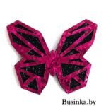 Лазерная вырубка из кожзама и фетра "Бабочка" геометрия 4*3,5 см (1 шт) фукси, несклеенная