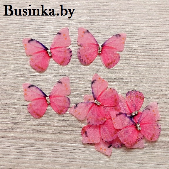 Бабочки шифоновые 3 см, двухслойные (1 шт)