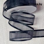 Лента органза с атласными краями 2,5 см (1 метр), чёрный