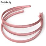 Ободок (обруч) для волос с атласной лентой 1  см, розовая пенка