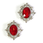 Серединки ювелирные  30*33 мм, серебро/красный (1 шт)